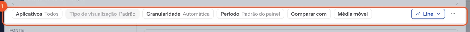 A faixa de opções no topo da folha do widget.